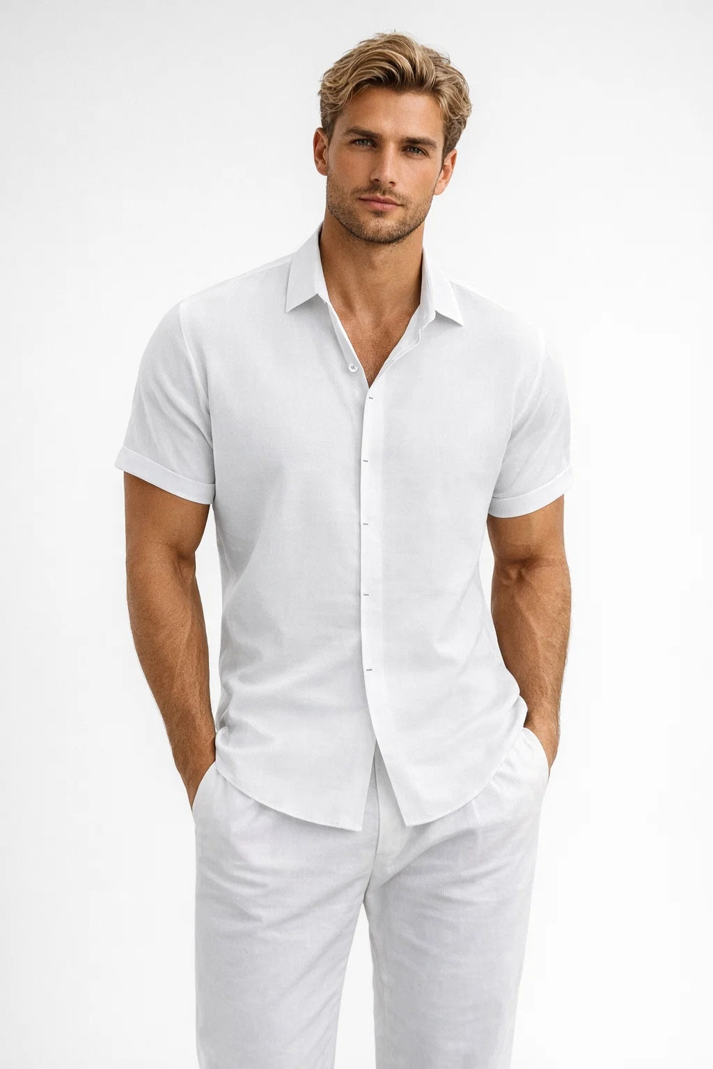 Linen Shirt | Men's Short Sleeve, Breathable | Lightweight Summer Shirt