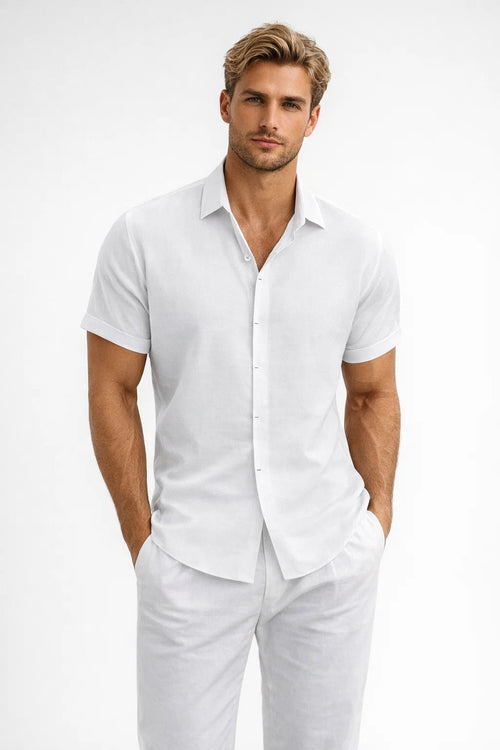Linen Shirt | Men's Short Sleeve, Breathable | Lightweight Summer Shirt
