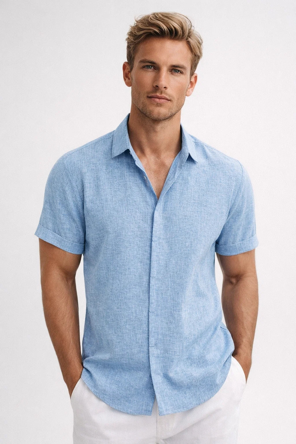 Linen Shirt | Men's Short Sleeve, Breathable | Lightweight Summer Shirt
