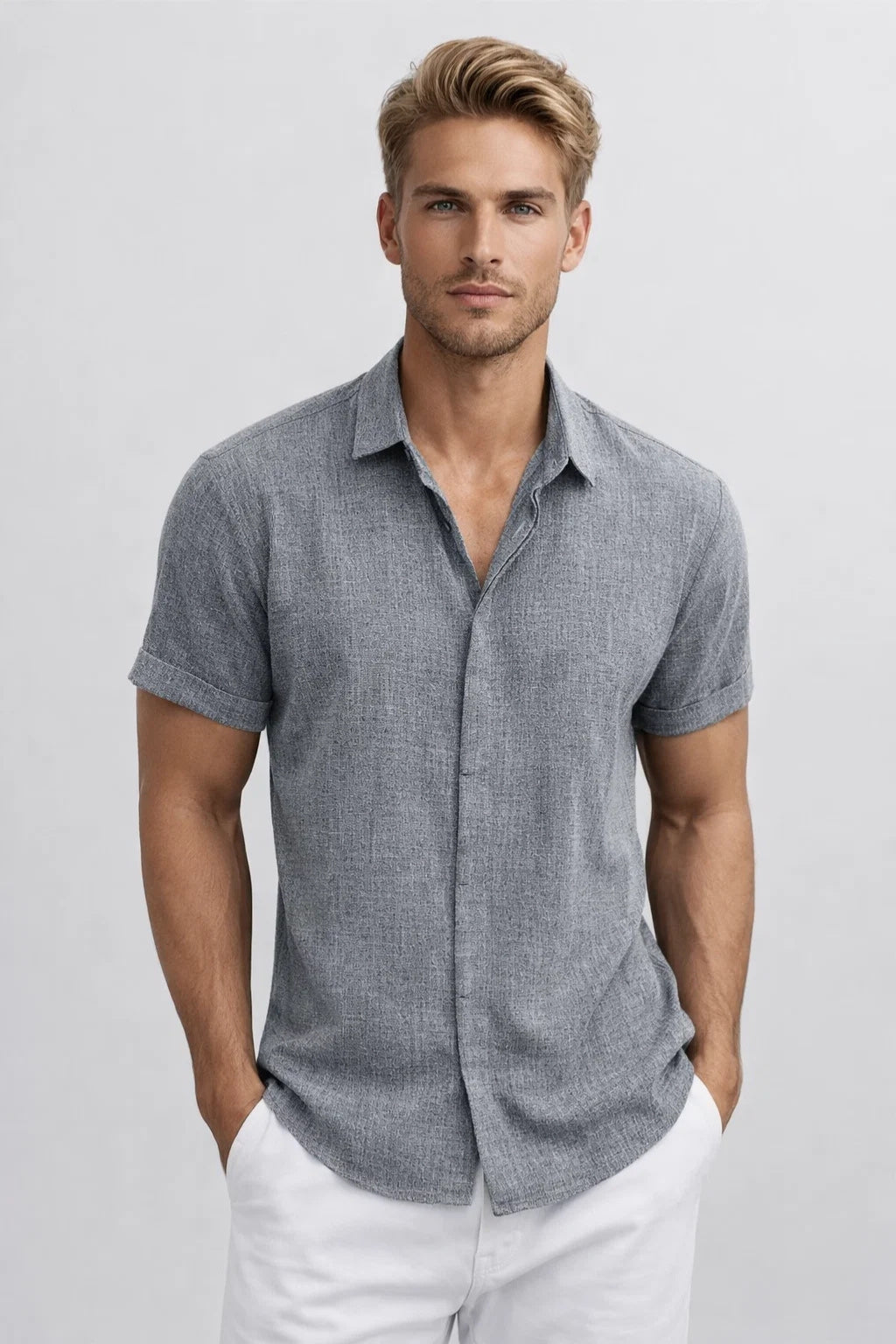 Linen Shirt | Men's Short Sleeve, Breathable | Lightweight Summer Shirt