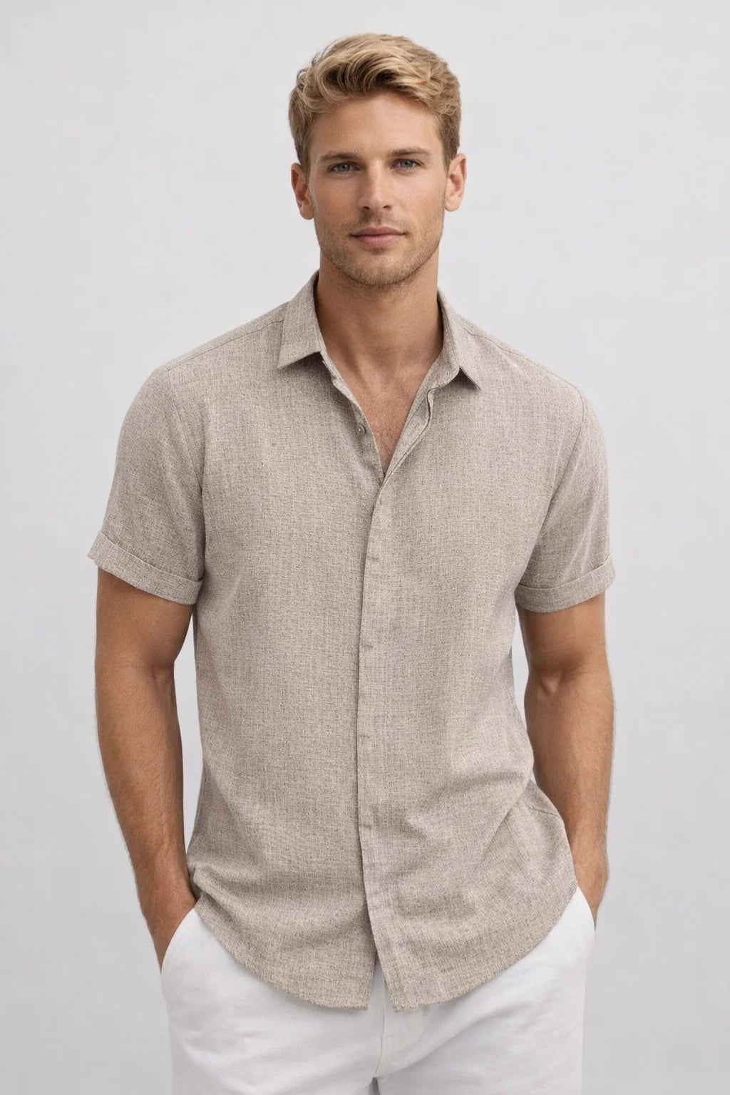 Linen Shirt | Men's Short Sleeve, Breathable | Lightweight Summer Shirt