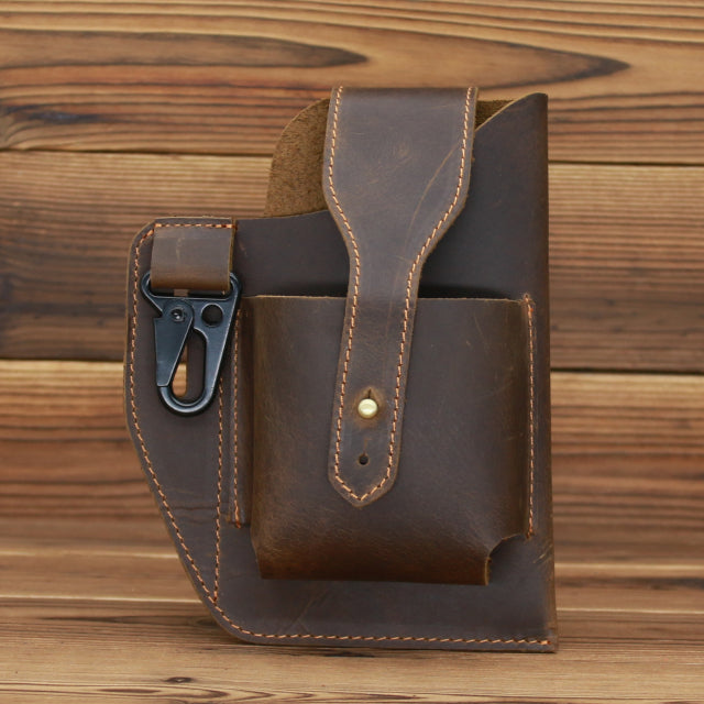 Men’s Leather Waist Bag Multi-Pocket