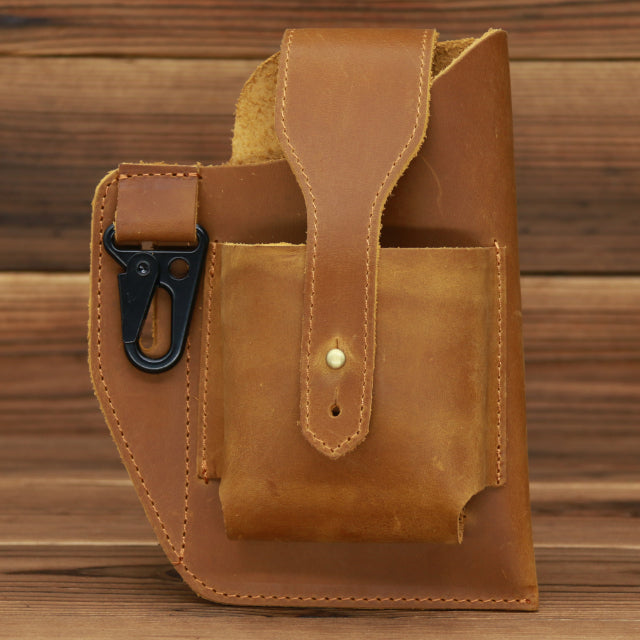 Men’s Leather Waist Bag Multi-Pocket
