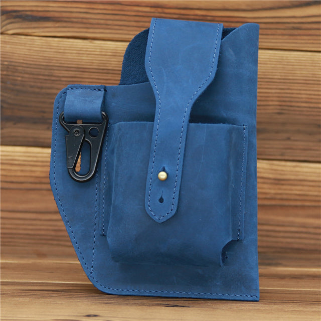 Men’s Leather Waist Bag Multi-Pocket