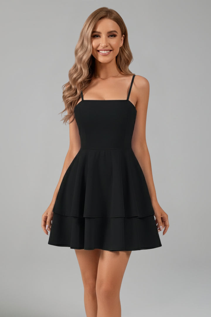 Women's Summer Dress | A-line Thin Spaghetti Strap | Layered