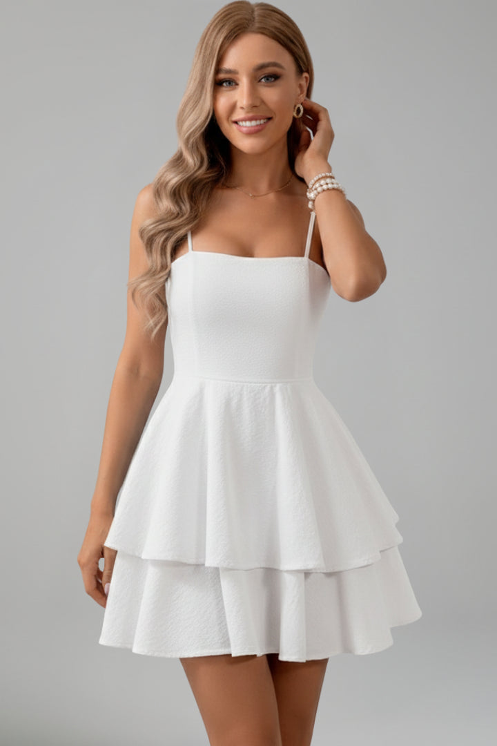Women's Summer Dress | A-line Thin Spaghetti Strap | Layered