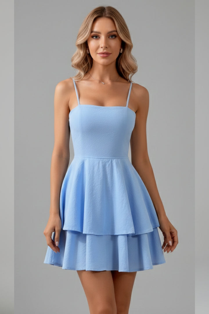 Women's Summer Dress | A-line Thin Spaghetti Strap | Layered