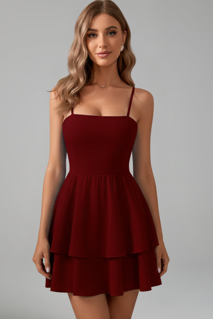 Women's Summer Dress | A-line Thin Spaghetti Strap | Layered