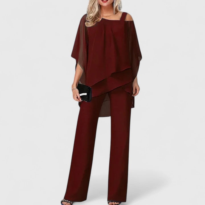 Clothing Sets - Women | 2-piece trouser suit, chiffon blouse | Elegant party outfit