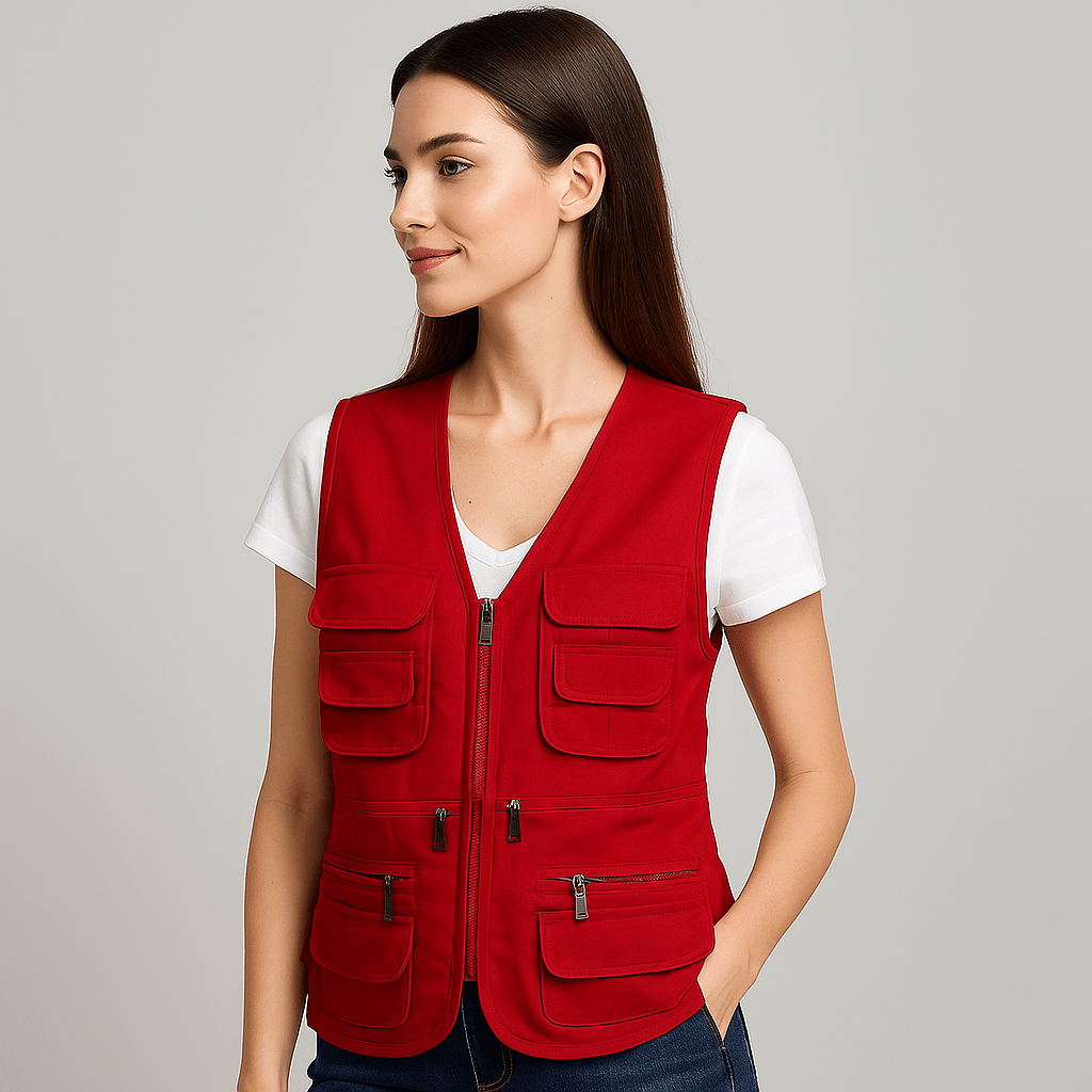 Women's cargo vest multiple pockets for outdoor use