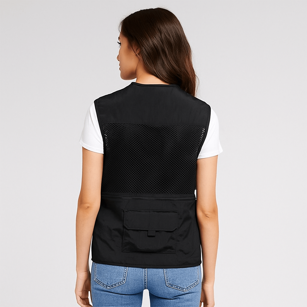 Women's cargo vest multiple pockets for outdoor use