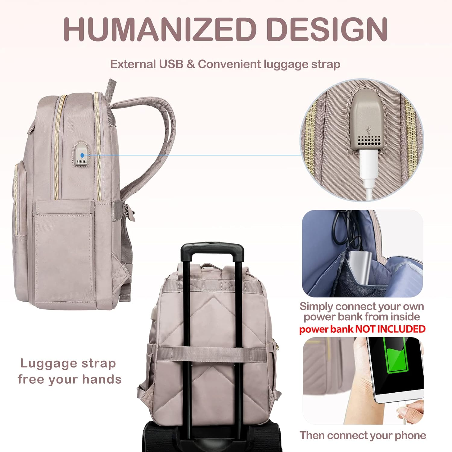 Women's Laptop Backpack | Waterproof, USB Port, 15.6"