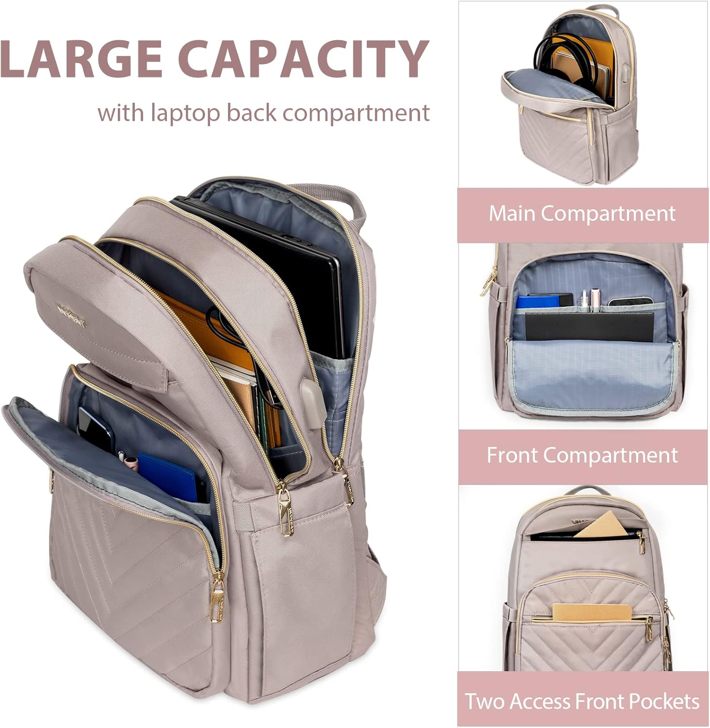 Women's Laptop Backpack | Waterproof, USB Port, 15.6"