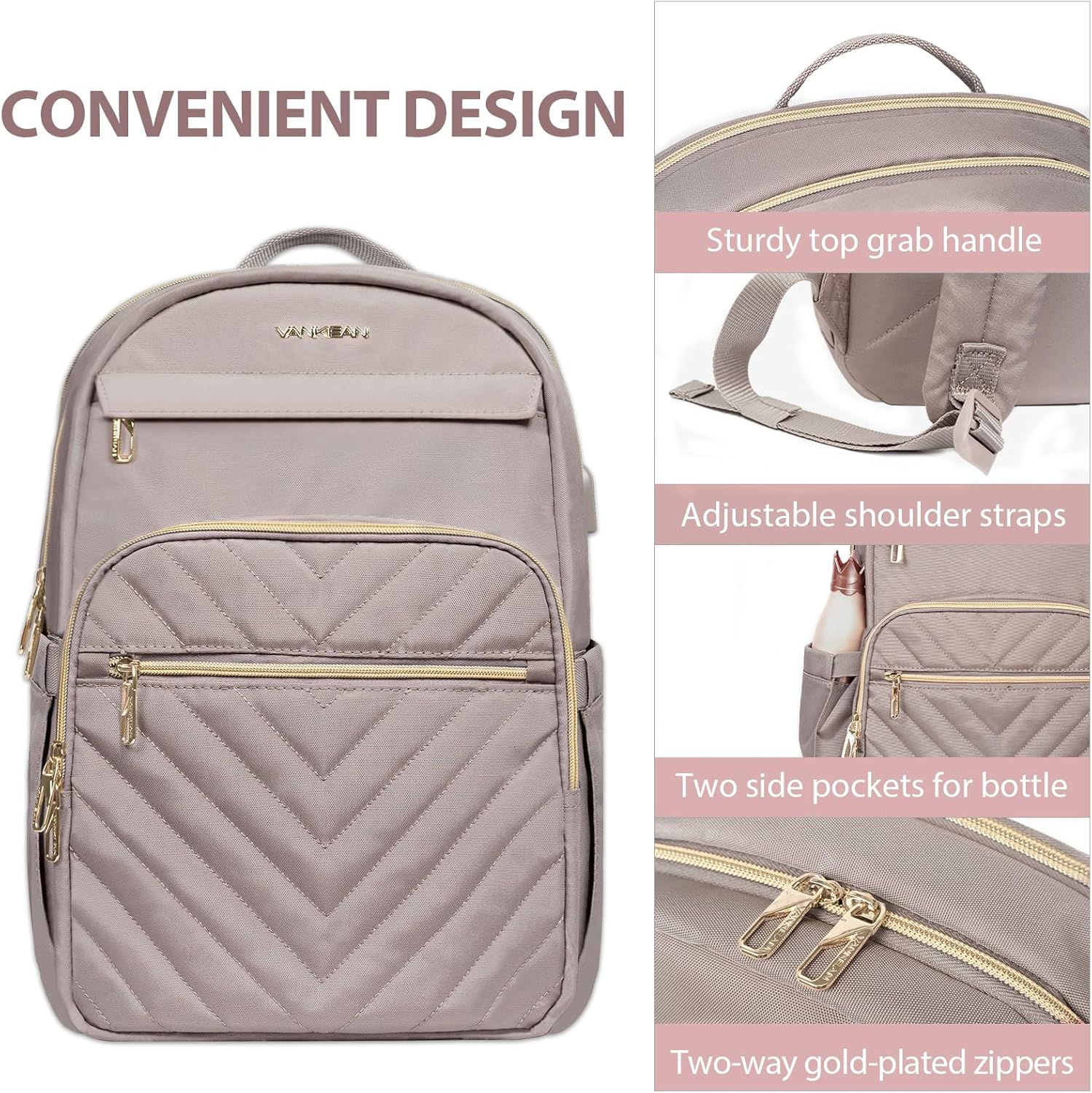Women's Laptop Backpack | Waterproof, USB Port, 15.6"