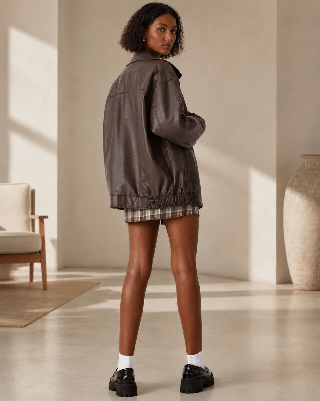 Women's Jacket | Faux Leather, Oversized Fit | Casual Style