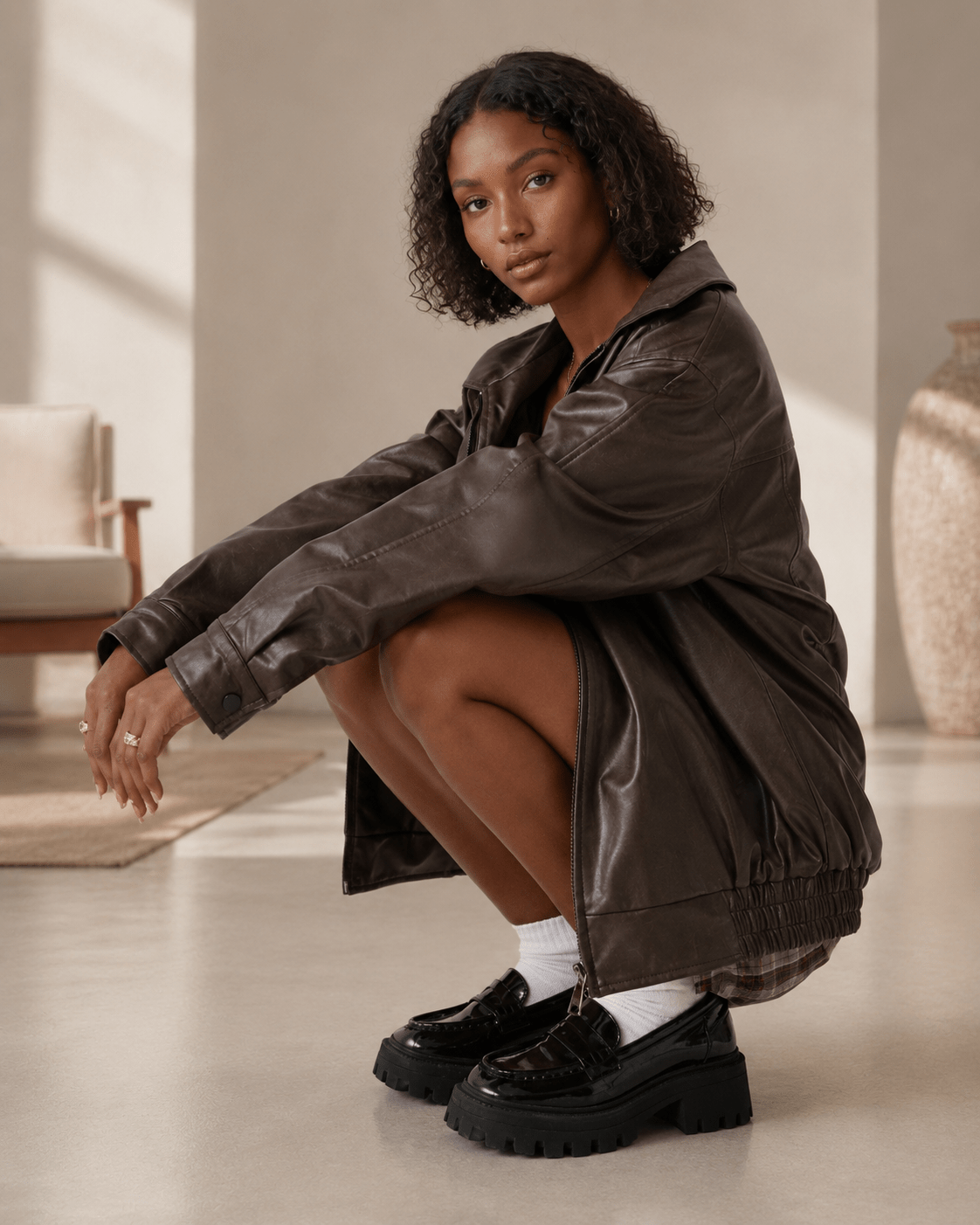 Women's Jacket | Faux Leather, Oversized Fit | Casual Style
