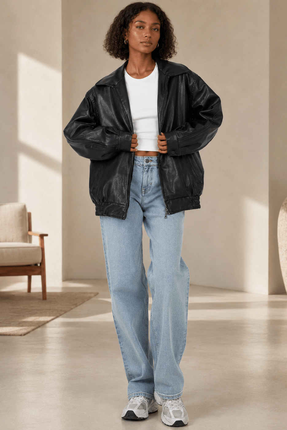 Women's Jacket | Faux Leather, Oversized Fit | Casual Style