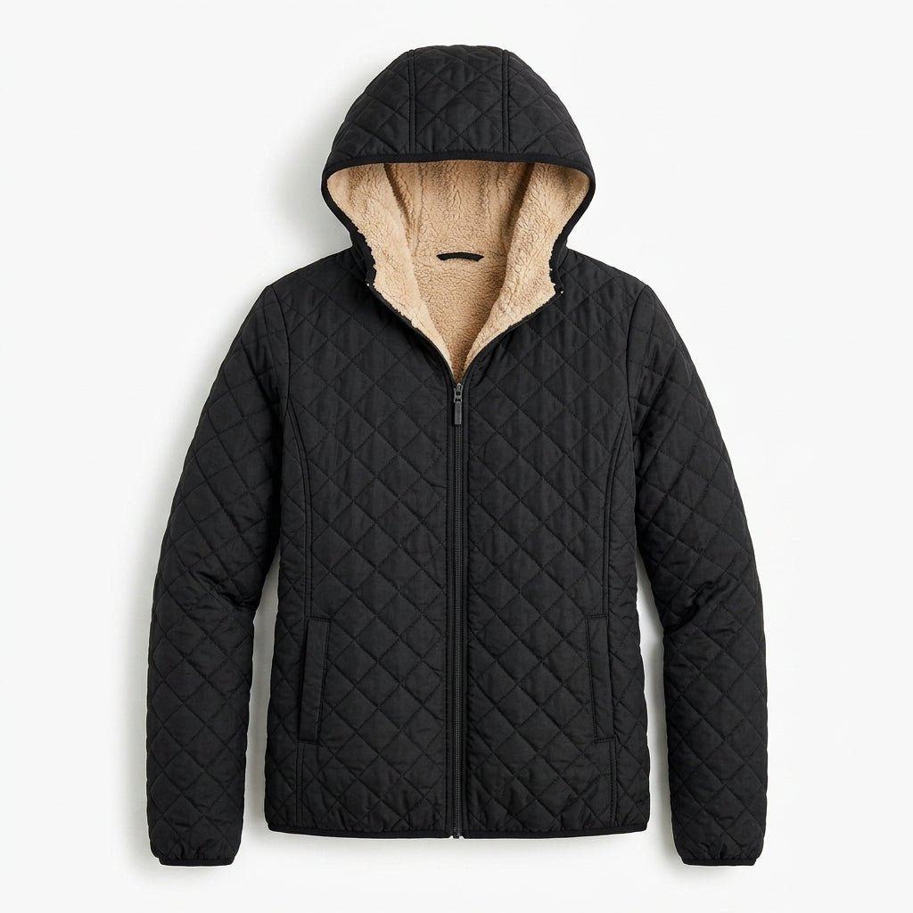 Women's Quilted Jacket | Warm Polar Fleece Hoodie | Lightweight