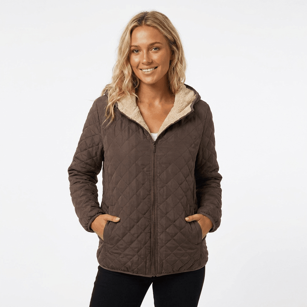 Women's Quilted Jacket | Warm Polar Fleece Hoodie | Lightweight