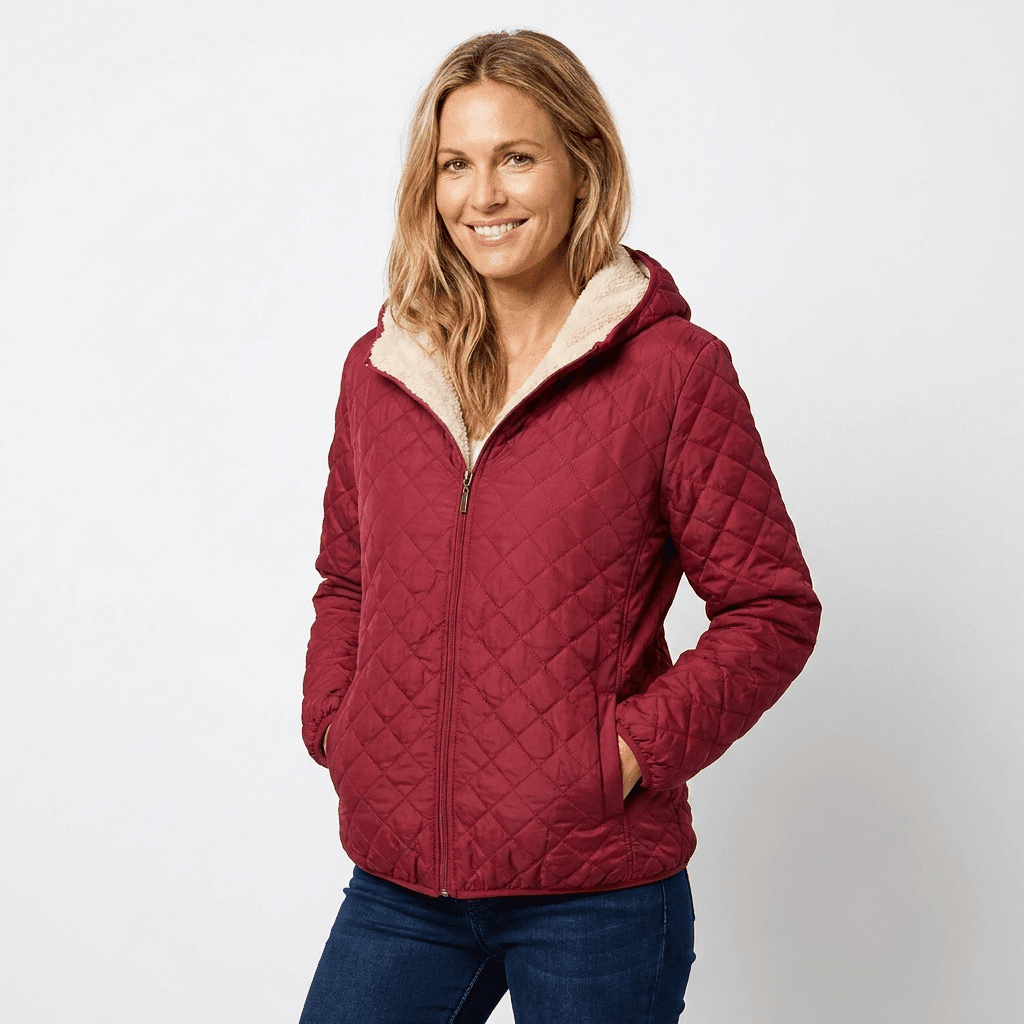 Women's Quilted Jacket | Warm Polar Fleece Hoodie | Lightweight