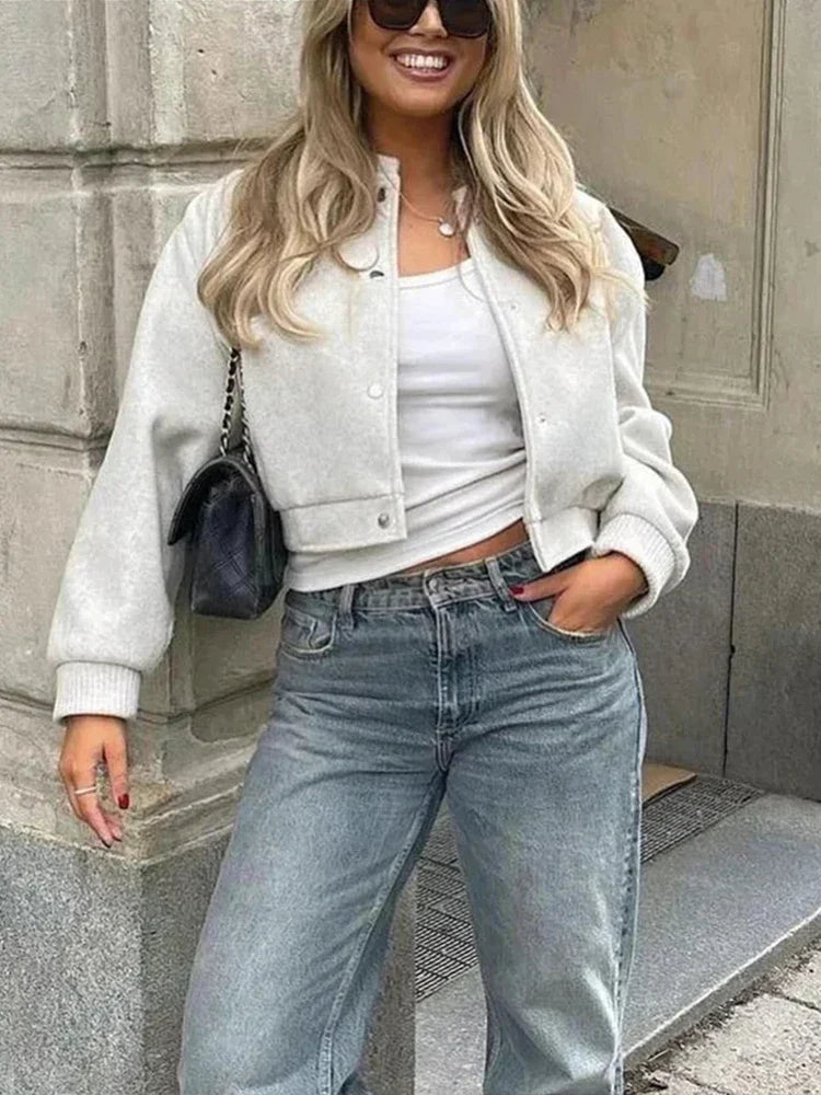 Bea | Women's Short Bomber Jacket | With Buttons